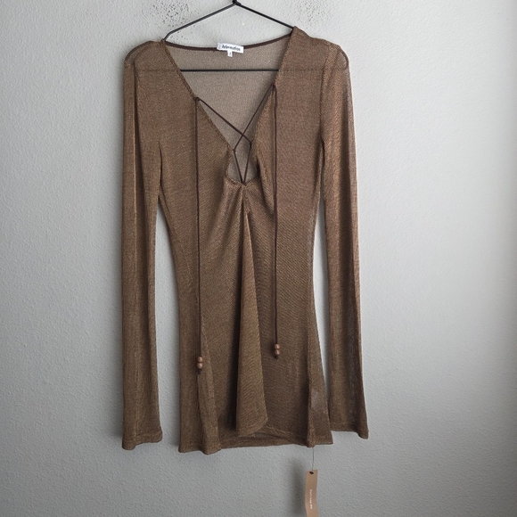 Reformation Ivanna Knit Dress in Metallic Brown size M NWT - Picture 7 of 13